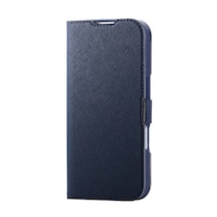 エレコム iPhone 17 ケース レザー 手帳型 マグネット 衝撃吸収 超軽量 花柄 紺色