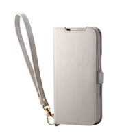 エレコム iPhone 17 ケース レザー 手帳型 マグネット ハンドストラップ付 灰色ジュ