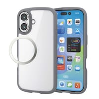 エレコム iPhone 17 ケース ハイブリッド 衝撃吸収 軽量 薄型 灰色