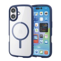 エレコム iPhone 17 ケース ハイブリッド 衝撃吸収 軽量 薄型 MAGKEEP 紺色