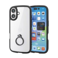 エレコム iPhone 17 ケース ハイブリッド 衝撃吸収 軽量 薄型 リング付 黒