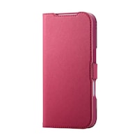 エレコム iPhone 17 Pro ケース レザー 手帳型 マグネット 超軽量 ディープ桃色