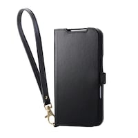 エレコム iPhone 17 Pro ケース レザー 手帳型 マグネット ハンドストラップ付 黒