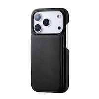 エレコム iPhone 17 Pro ケース ソフトレザー カードケース機能付 黒