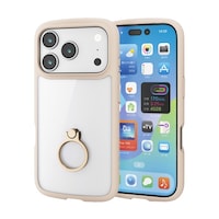 エレコム iPhone 17 Pro ケース ハイブリッド 衝撃吸収 軽量 薄型 リング付 茶