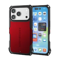 エレコム iPhone 17 Pro ケース ハイブリッド 衝撃吸収 フィルム付 ZEROSHOCK 赤