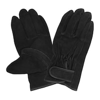 エース 牛床革手袋 オイル加工 マジックテープ 内綿 黒帯 AG4831 AG4831 1双