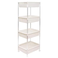 平和工業 ランドリーバスケット バスケットワゴン 4段 ワイドタイプ キャスター付