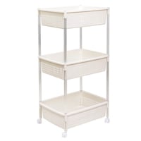 平和工業 ランドリーバスケット バスケットワゴン 3段 ワイドタイプ キャスター付