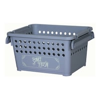 平和工業 収納バスケット スタッキングバスケット 浅型 幅42×奥行32×高さ23cm クールグレー