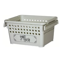 平和工業 収納バスケット スタッキングバスケット 浅型 幅42×奥行32×高さ23cm ミルクティーベージュ