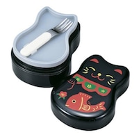 HAKOYA お弁当箱 2段 HAKOYA ねこしぐさ 丸子二段弁当 520ml フォーク付き シール蓋付き 入子式 日本製 白まねきねこ 黒まねきねこ