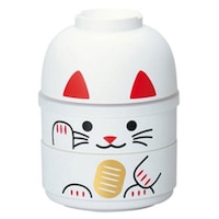 HAKOYA お弁当箱 2段 HAKOYA ねこしぐさ こけし二段弁当 お椀付き 440ml 日本製 まねきねこ白 まねきねこ白