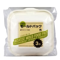 大和物産 使い捨て容器 フードパック 3個入 14.5×14.3×7.8cm Green Select バガスモールドパック角