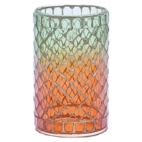 ケーアイジャパン 小物入れ ガラスホルダー L ルミエール ペン立て グリーン×オレンジ