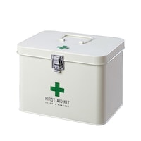 ケーアイジャパン 救急箱 収納ボックス Mサイズ 薬 2段 メディコ ファーストエイドボックス アイボリー