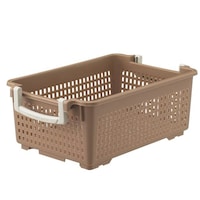 伊勢藤 収納バスケット 衣類収納ケース フリーバスケット Sサイズ 取っ手付き ベージュ ベージュ
