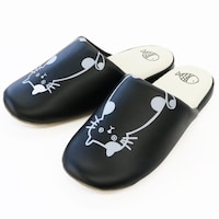 オクムラ スリッパ トイレ 拭けるトイレスリッパ 猫 ブラック