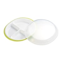 小森樹脂 ランチプレート フタ付きランチプレート 丸型 楽弁 仕切り付き プラスチック製 グリーン グリーン