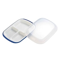 小森樹脂 ランチプレート プラスチック 食器 フタ付きランチプレート 角型 楽弁 仕切り付き プラスチック製 紺