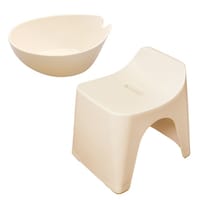 シンカテック 風呂椅子 湯桶 高さ25cm 2点セット ヒューバス 日本製 アイボリー