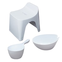 シンカテック 風呂椅子 洗面器 手桶 セット ヒューバス バススツール まとめ買い 3点セット 座面25cm ホワイト