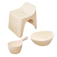 シンカテック 風呂椅子 洗面器 手桶 セット ヒューバス バススツール まとめ買い 3点セット 座面25cm アイボリー