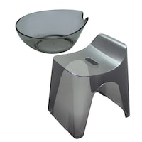 シンカテック 風呂椅子 湯桶 セット 座面高さ30cm ヒューバス 日本製 クリアブラック