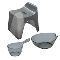 シンカテック 風呂椅子 洗面器 手桶 セット ヒューバス クリア バススツール まとめ買い 3点セット 座面25cm クリアブラック