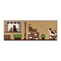 カキウチ キッチンマット インテリアマット キャットストリート 45×120cm ベージュ