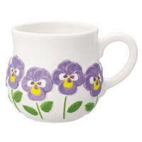 デコレ マグカップ 250ml お花マグ 陶器 パンジー