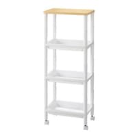 不動技研 キッチンワゴン 4段 高さ調整可能 ミニラック 幅34cm 奥行22cm 高さ89cm ホワイト