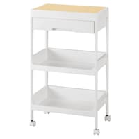 不動技研 キッチンワゴン 3段 木天板 サージュワゴン 幅40cm 奥行26cm 高さ68.5cm