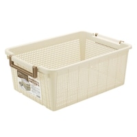 不動技研 バスケット L 幅37.6×奥行54×高さ21cm スタッキング アイボリー