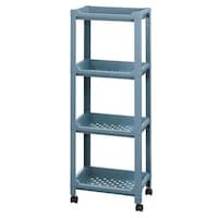 不動技研 キッチンワゴン コネクトラック ミニ 4段 ブルー