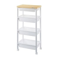 不動技研 キッチンワゴン 引き出し付き 幅46 奥行30 高さ98 ホワイト