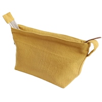 デュプリュス ポーチ ウォッシュドコットン Lサイズ 綿 100% 小物入れ 化粧ポーチ マスタード