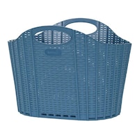 清水産業 ランドリーバスケット 折りたたみ 折りたためるバスケット ラタン(ブルー)
