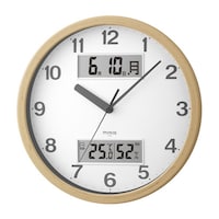 ノア精密 掛け時計 MAG ダブルポイント 連続秒針 カレンダー付き 温湿度計付き ノア精密 ウォールクロック ナチュラル