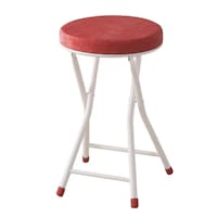 東谷 折りたたみ椅子 高さ49cm クッション スツール レッド