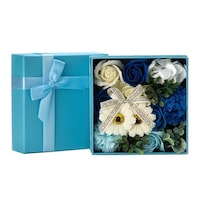 九州フラワーサービス 入浴剤 フレグランスボックスアレンジ 花のカタチの入浴剤 QFLA ブルー