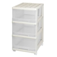 マックスジャパン 収納ケース 深型 3段 引き出し モノトーンカラー キャスター付き プラスチック製 ベージュ