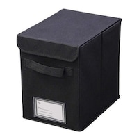 収納ケース 布 不織布 フタ付き 見出し付き カラーボックス インナーボックス ハーフサイズ ブラック