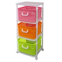 バスケットラック キッズ収納 キャスター付き 3段 ビタミン