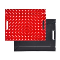 メテックス トレー ノンスリップ 45×35cm フリーフォームトレー ドット柄 ランチョンマット リバーシブル ピュアドットレッド×ブラック