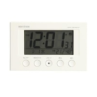 リズム 目覚まし時計 電波時計 温湿度計 カレンダー付き フィットウェーブスマート