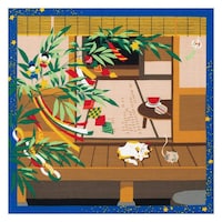 三陽商事 風呂敷 ランチクロス お弁当 50cm 中巾 三毛猫みけの夢日記 小ふろしき みけの七夕