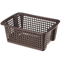 ヒマラヤ化学 バスケット 浅型 積み重ね 収納ケース ポップアップ スタッキング かご ブラウン