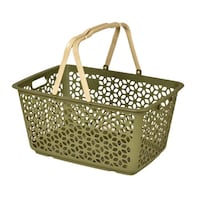 ヒマラヤ化学 買い物かご ハンドル積み重ねバスケット レジかご カーキ