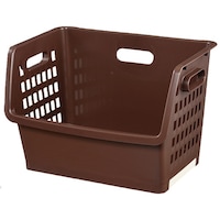 ヒマラヤ化学 バスケット 収納ケース 積み重ね ジョイントBOX キャスター付き ブラウン